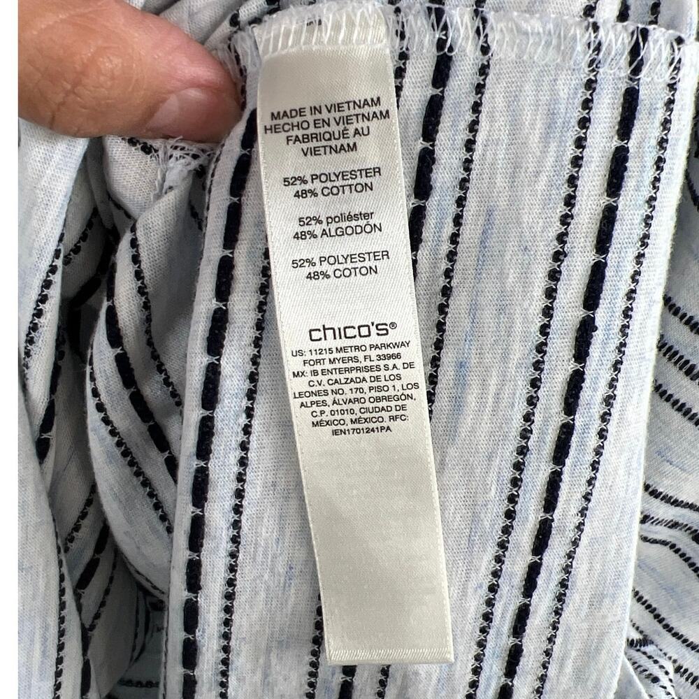 Chicos White Striped Batwing Blouse Size 2 - Picture 3 of 5